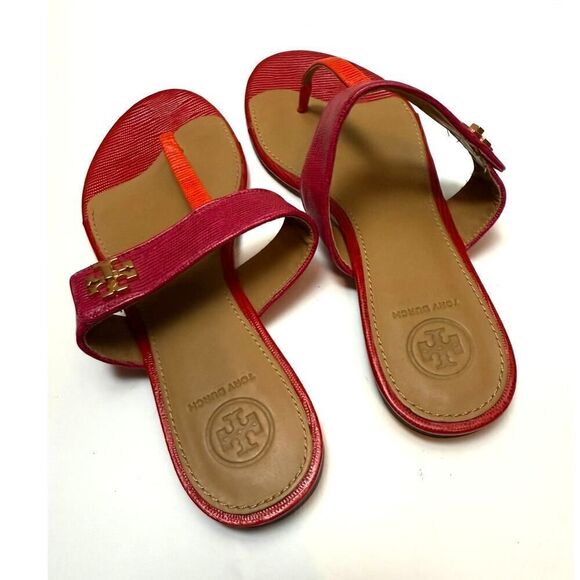 Tory Burch Pink Orange Kira Thong Sandals Sz. 7 - Picture 5 of 7